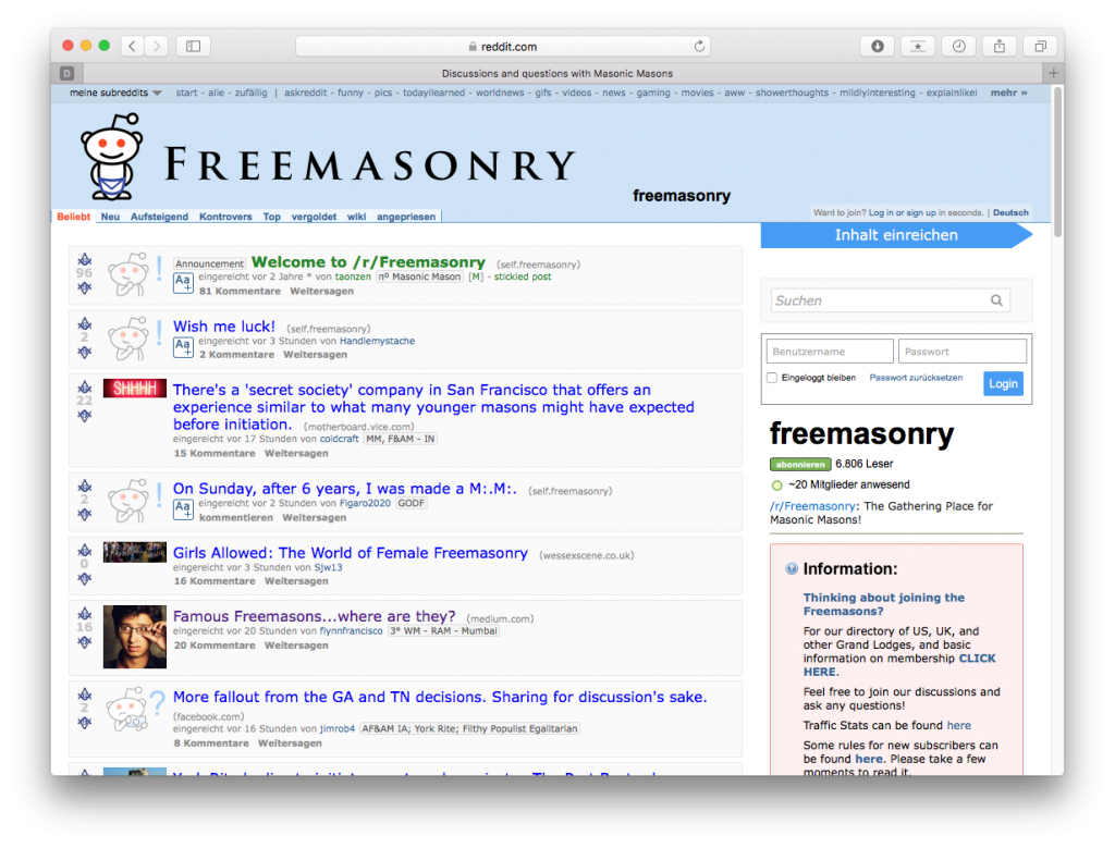 Freimaurerei bei Reddit